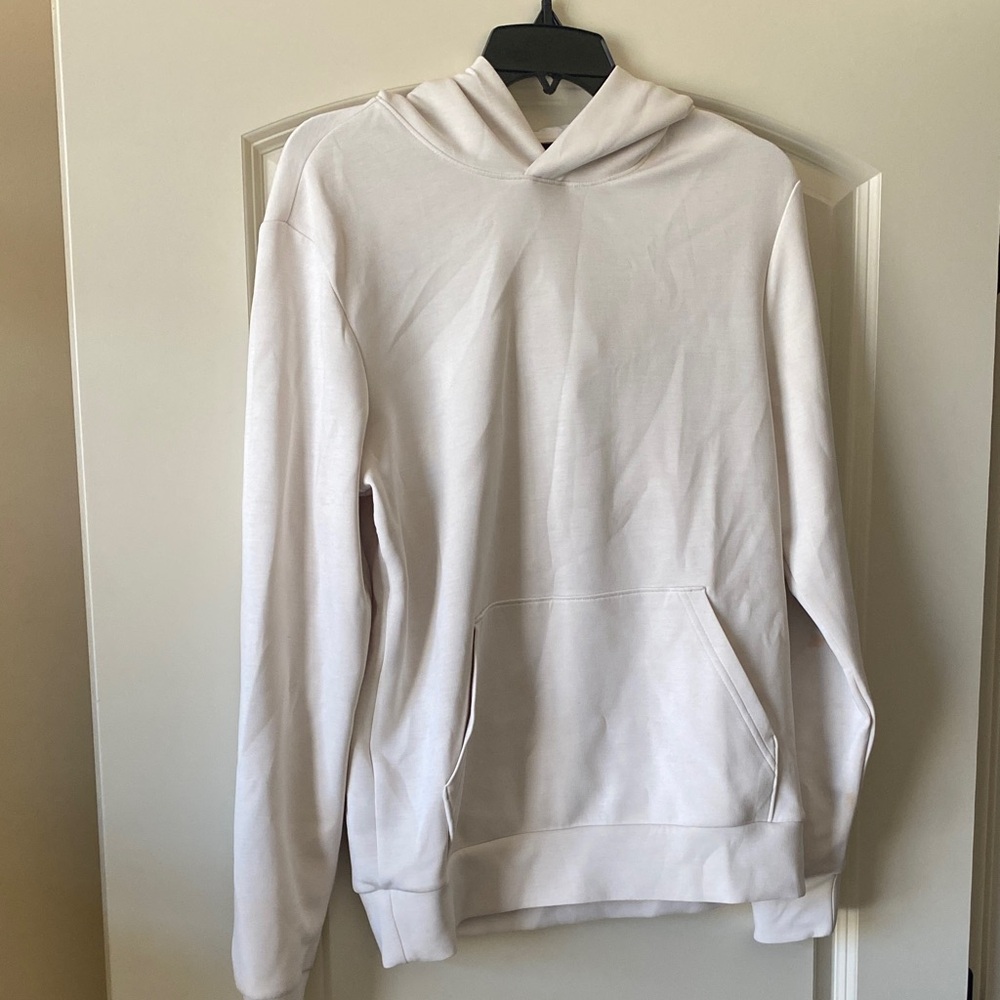 Men's White Pullover Hoodie - Minimal Everyday Hooded Sweatshirt